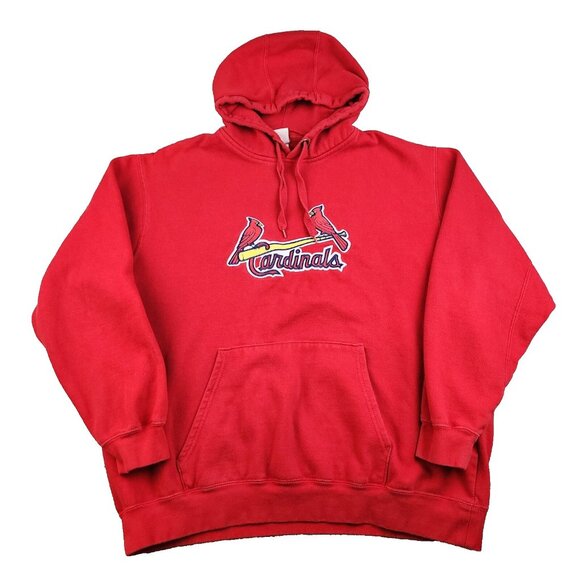 MLB Majestic Pocket Jumper St Louis Cardinals Sweatshirt Hoodie Mens Large Red - Picture 1 of 8